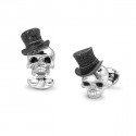 STERLING SILVER SKULL CUFFLINKS WITH BLACK SPINEL TOP HATS C1673X0002