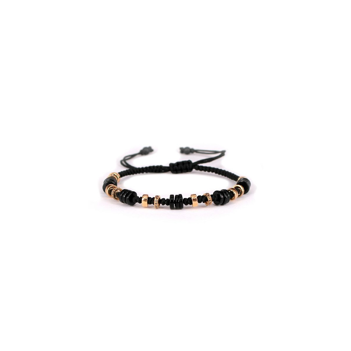 BRACELET ROSE GOLD  WITH BRILLIANT AND ONIX