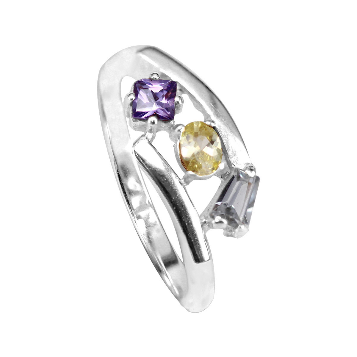 CITRINE AMETHYST RING AND BLUE TOPAZ