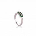 RING WITH THREE ROSETTES OF DIAMONDS AND EMERALDS