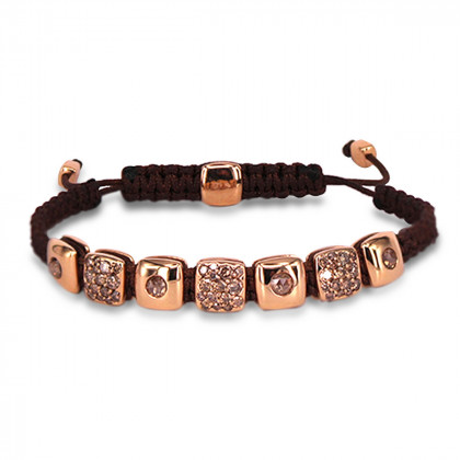 BRACELET WITH ROSE GOLD BEADS AND DIAMONDS