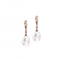 EARRINGS, BRILLIANT WITH FLAT BAROQUE PEARL