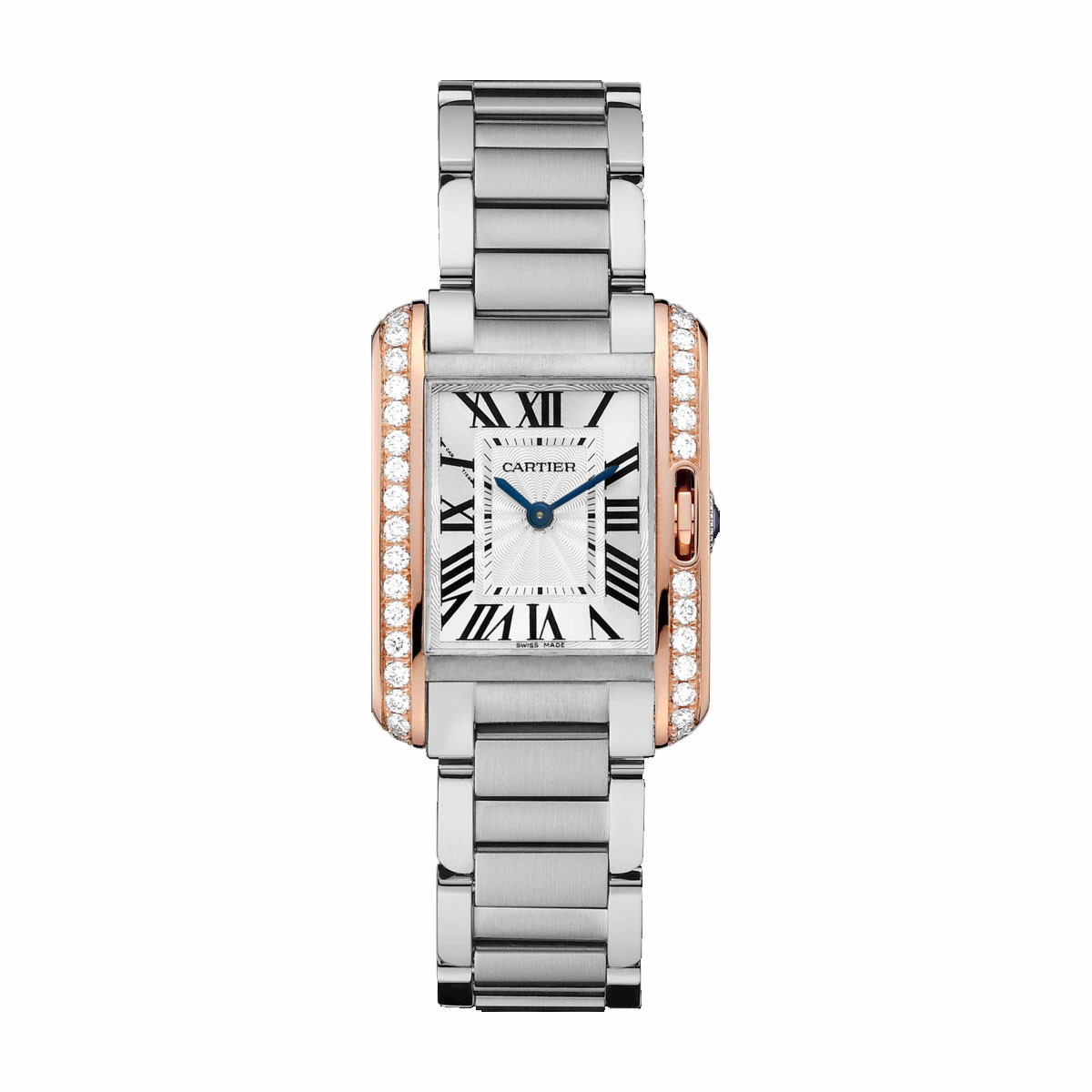 CARTIER TANK WATCH ANGLAISE W3TA0002 30.2 mm, STEEL AND GOLD ROSE, STEEL, DIAMONDS