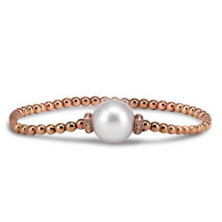 ELASTIC BRACELET WITH PEARL AND DIAMONDS
