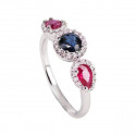RING WITH BRIGHT RUBIES AND SAPPHIRE