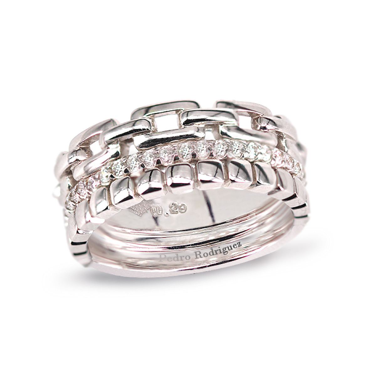 TRIPLE RING IN WHITE GOLD WITH DIAMONDS