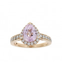 GOLD RING WITH DIAMONDS AND KUNZITE.