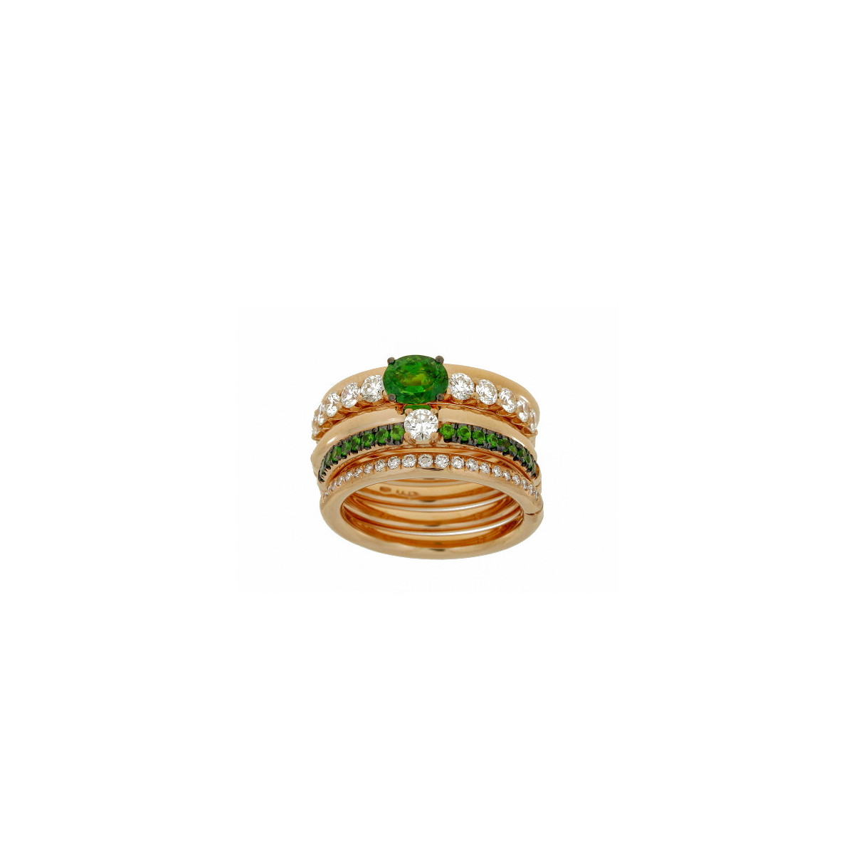 5 GOLD RINGS WITH TSAVORITE
