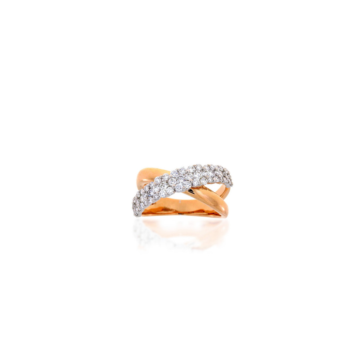GOLD AND BRILLIANT-CROSSED DIAMOND RING