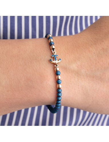 Elegant "Ocean" Macrame Thread Bracelet With Rose Gold and Diamonds