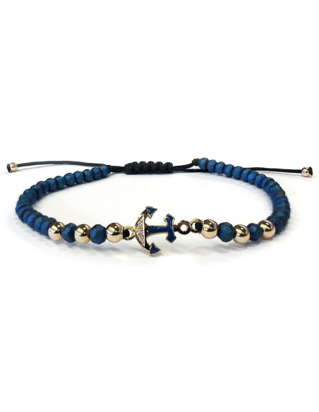 Elegant "Ocean" Macrame Thread Bracelet With Rose Gold and Diamonds