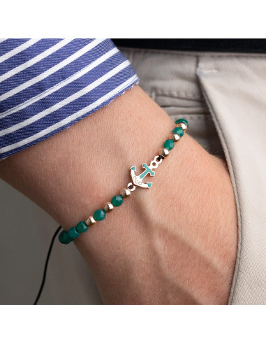 Pulsera de Hilo "Mar" Con Cuentas De Oro Rosa, Hematites y Diamantes