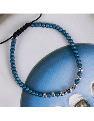 Elegant Bracelet with White Gold, Blue Haematites and Sapphire