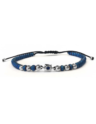 Elegant Bracelet with White Gold, Blue Haematites and Sapphire