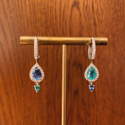 EARRINGS WITH DIAMONDS, SAPPHIRES AND EMERALDS