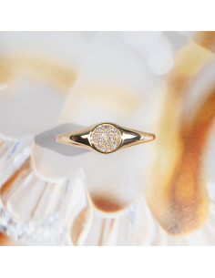 Anillo Sello Circonitas Oro Amarillo "Sara" - Elegancia 2