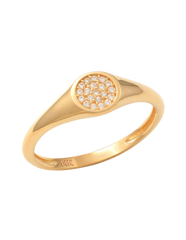 Anillo Sello Circonitas Oro Amarillo "Sara" - Elegancia
