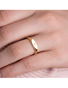 Anillo Sello Circonitas Oro Amarillo "Sabrina" - Elegancia 2