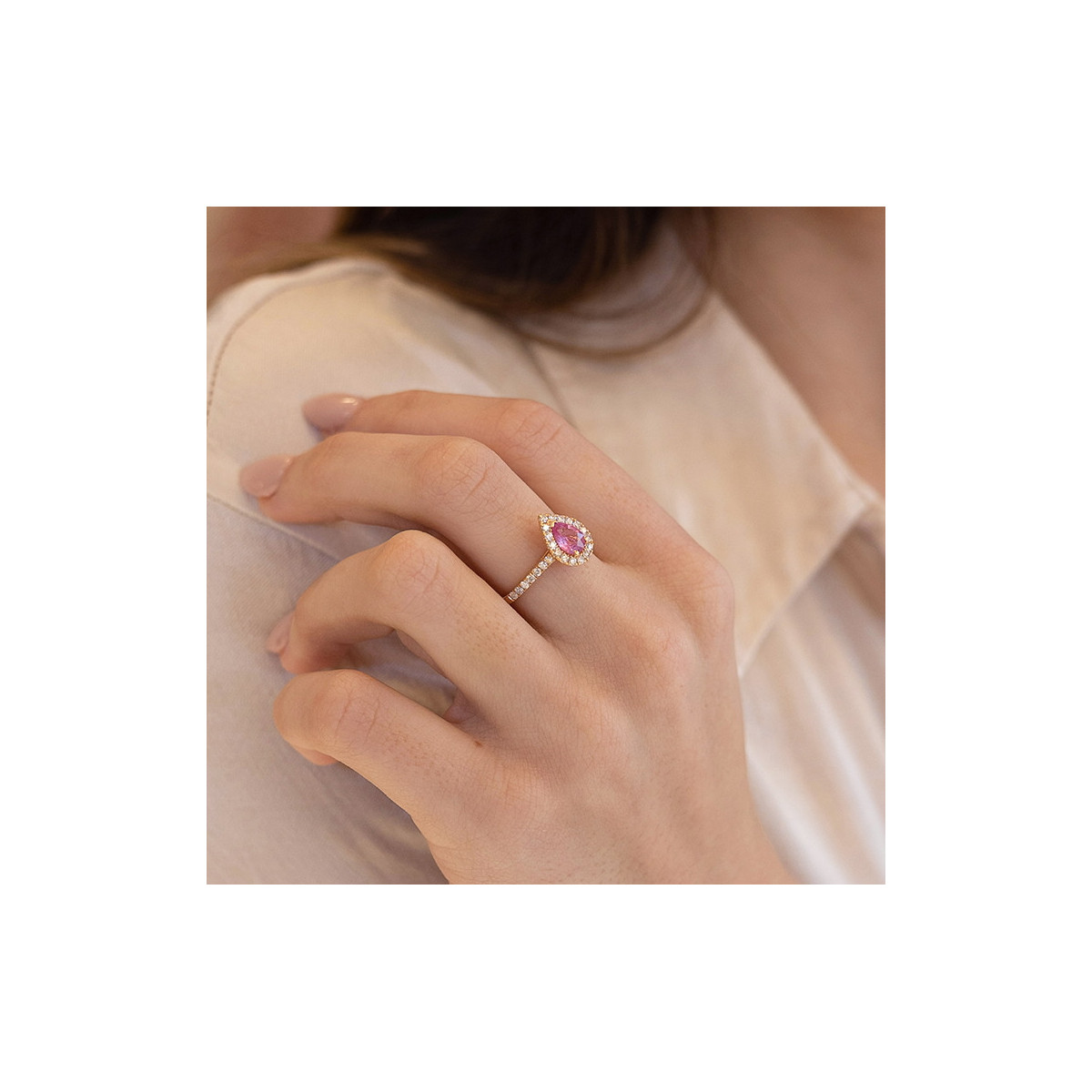 PINK SAPPHIRE DROP RING
