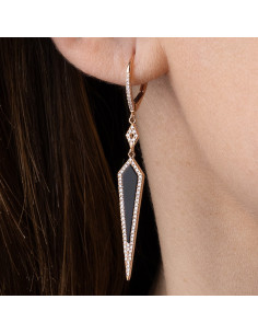 Enigma gold earrings with diamonds and onyx