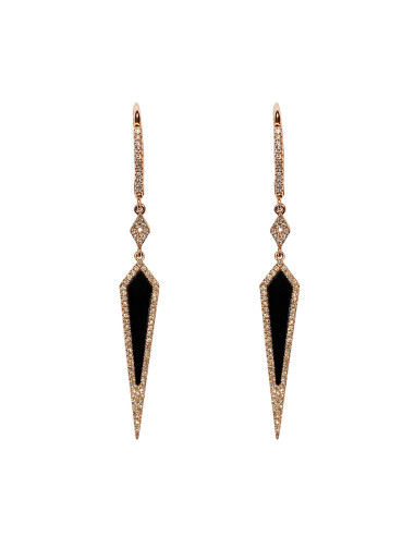 Enigma gold earrings with diamonds and onyx