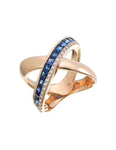Wave Ring with Sapphires and Diamonds. Timeless Elegance