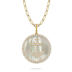 MOTHER OF PEARL WITH DIAMOND ANCHOR CHARM