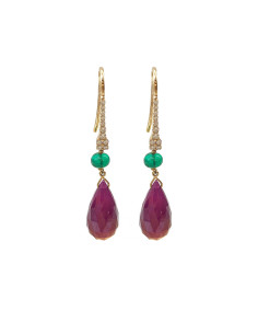 Pendientes  con Rubí, Esmeraldas y Diamantes: Una Sinfonía de Color 2
