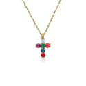 GOLD NECKLACE WITH TOPAZ CROSS