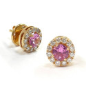 ROUND EARRINGS WITH DIAMONDS AND PINK SAPPHIRE.