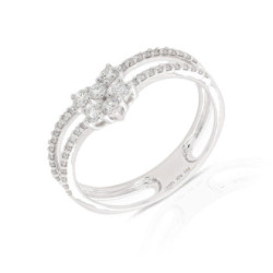 WHITE GOLD DOUBLE POINTED RING WITH DIAMONDS