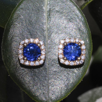 SQUARE EARRINGS WITH SAPPHIRE AND DIAMONDS
