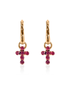 Pendientes Cruz Oro Rosa Rubíes | Elegancia Eterna PR Joyeros 2