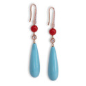ROSE GOLD EARRINGS WITH CORAL, TURQUOISE & DIAMONDS
