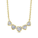 YELLOW GOLD NECKLACE WITH DIAMOND HEARTS