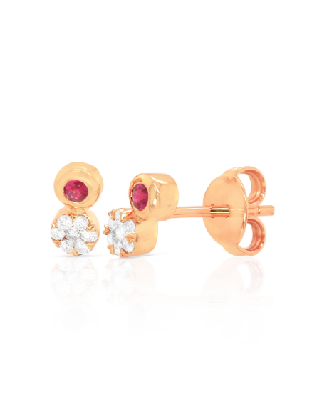 Pendientes de oro rosa con rubí y diamantes | Elegancia atemporal PR