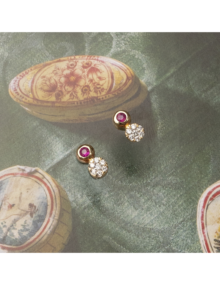 Pendientes de oro rosa con rubí y diamantes | Elegancia atemporal PR