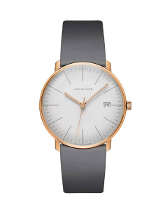 Junghans Women's Watch: Minimalist in steel and grey leather