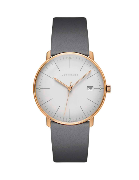 Reloj Junghans para Mujer: Minimalista en acero y piel gris