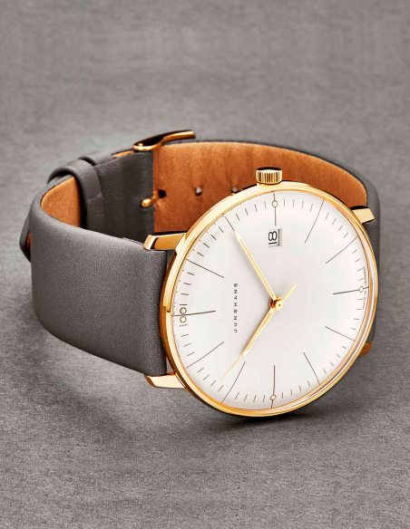 Reloj Junghans para Mujer: Minimalista en acero y piel gris
