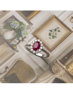 Ruby Diamond Ring 18K White Gold - Passion and Elegance 2