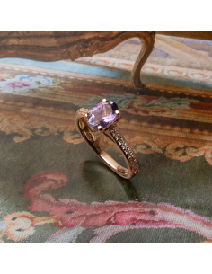 ANILLO "ALIX" DE ORO CON DIAMANTES Y AMATISTA