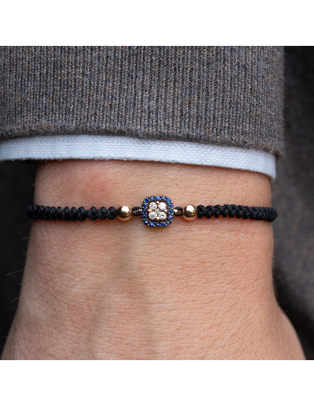 Pulsera Oro Rosa Diamantes Zafiros | Elegancia Celestial | PR Joyeros