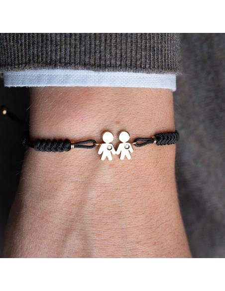 Pulsera de Macramé Niños Oro Rosa Diamantes | PR Joyero