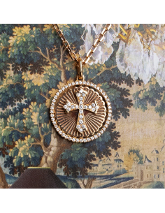 18kt Rose Gold Diamonds Cross Necklace | Elegance and Faith