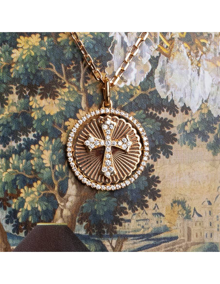 18kt Rose Gold Diamonds Cross Necklace | Elegance and Faith