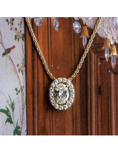 Fancy Oval Diamond Necklace 18kt Yellow Gold | PR Jewelers