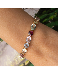 Pulsera Oro Amarillo Gemas Preciosas | Elegancia Multicolor