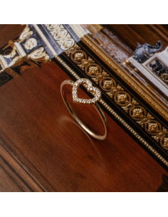 Anillo Corazón Diamantes Oro Amarillo | Joya Romántica