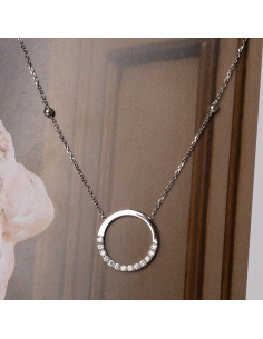 White gold necklace with diamond hoop | Circle of Light.